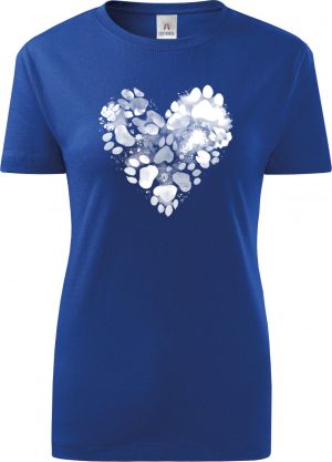 Srdce z tlapek, bílý potisk