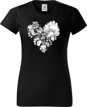 Srdce z tlapek, bílý potisk