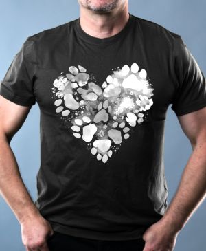 Srdce z tlapek, bílý potisk