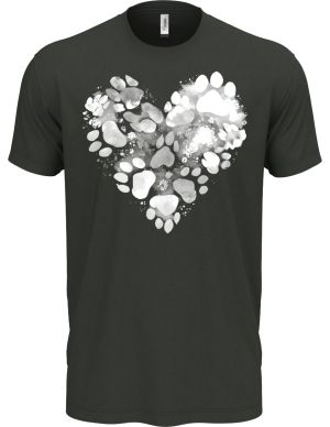 Srdce z tlapek, bílý potisk