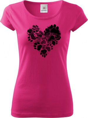 Srdce z tlapek, černý potisk