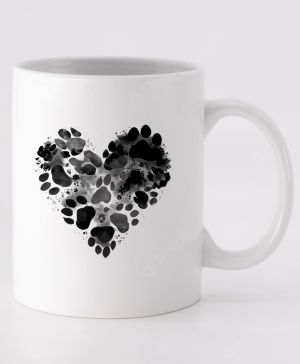 Srdce z tlapek, černý potisk