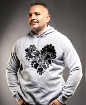 Srdce z tlapek, černý potisk