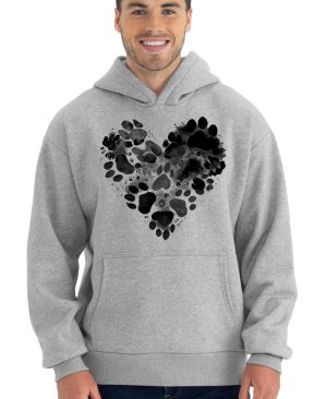 Srdce z tlapek, černý potisk