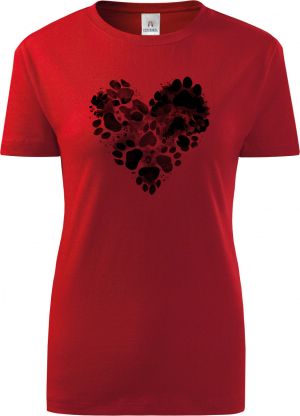 Srdce z tlapek, černý potisk
