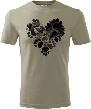 Srdce z tlapek, černý potisk