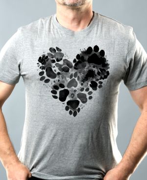 Srdce z tlapek, černý potisk