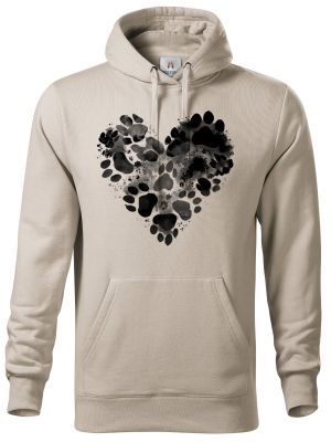 Srdce z tlapek, černý potisk