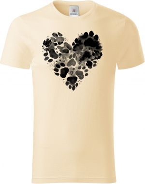 Srdce z tlapek, černý potisk