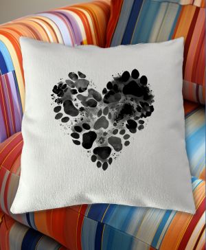 Srdce z tlapek, černý potisk