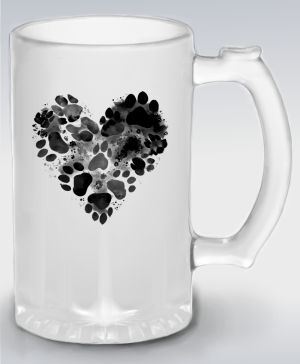 Srdce z tlapek, černý potisk