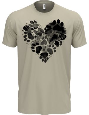 Srdce z tlapek, černý potisk