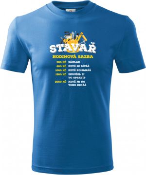 Stavař, hodinová sazba. Tričko, mikina, zástěra