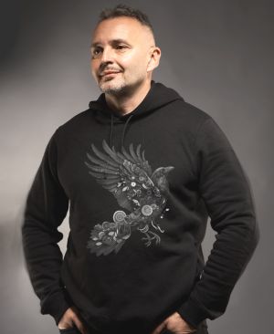 Steampunková vrána, bílý potisk