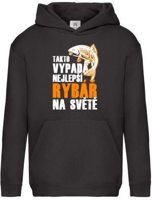 Tak vypadá nejlepší rybář na světě. Bílý a oranžový tisk.