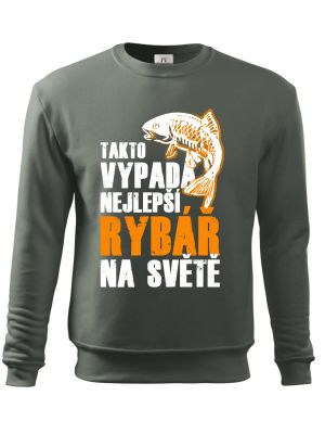 Tak vypadá nejlepší rybář na světě. Bílý a oranžový tisk.