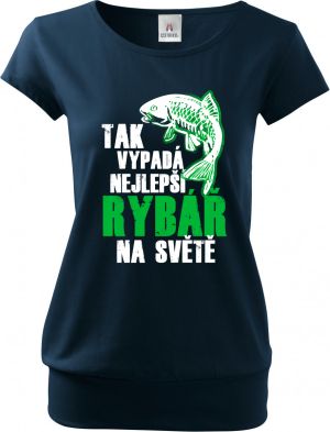 Tak vypadá nejlepší rybář na světě. Bílý a zelený tisk.