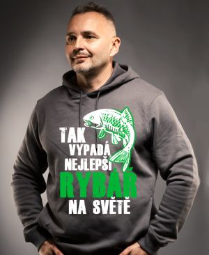 Tak vypadá nejlepší rybář na světě. Bílý a zelený tisk.