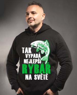 Tak vypadá nejlepší rybář na světě. Bílý a zelený tisk.