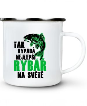 Tak vypadá nejlepší rybář na světě. Bílý a zelený tisk.