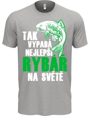 Tak vypadá nejlepší rybář na světě. Bílý a zelený tisk.