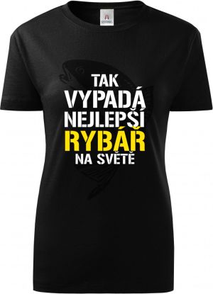 Tak vypadá nejlepší rybář na světě. Bílý a žlutý tisk.