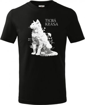 Tichá krása, kočka, bílý potisk
