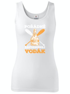 Pořádně zavodněný vodák. Bílý a oranžový tisk