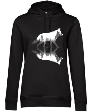 Vlk, lesní odraz, bílý potisk