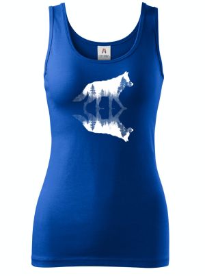 Vlk, lesní odraz, bílý potisk