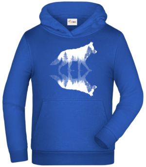 Vlk, lesní odraz, bílý potisk