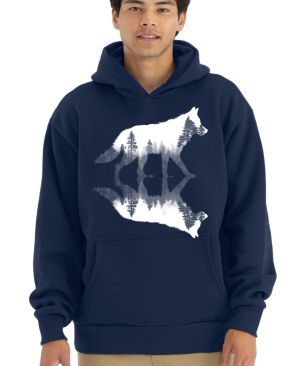 Vlk, lesní odraz, bílý potisk