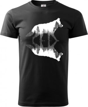 Vlk, lesní odraz, bílý potisk