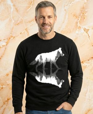 Vlk, lesní odraz, bílý potisk