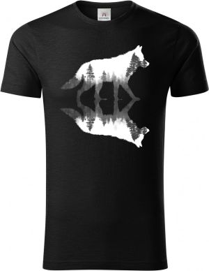 Vlk, lesní odraz, bílý potisk