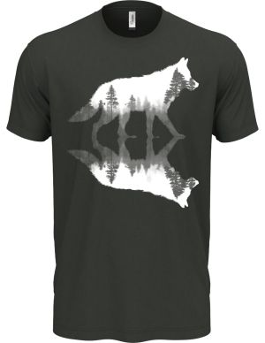 Vlk, lesní odraz, bílý potisk