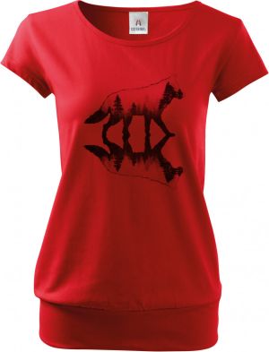 Vlk, lesní odraz, černý potisk