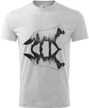 Vlk, lesní odraz, černý potisk