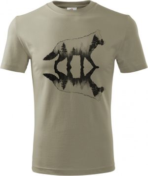 Vlk, lesní odraz, černý potisk