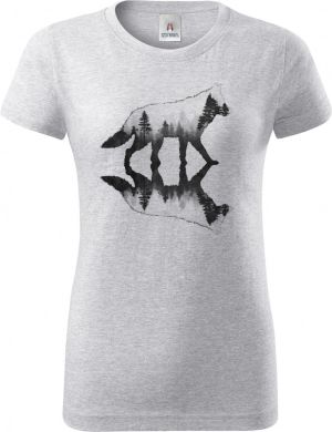 Vlk, lesní odraz, černý potisk