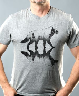 Vlk, lesní odraz, černý potisk