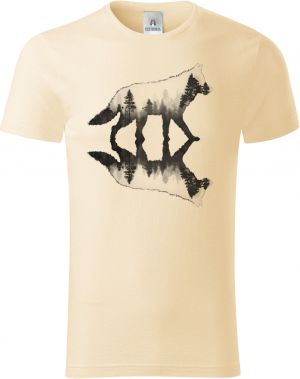 Vlk, lesní odraz, černý potisk