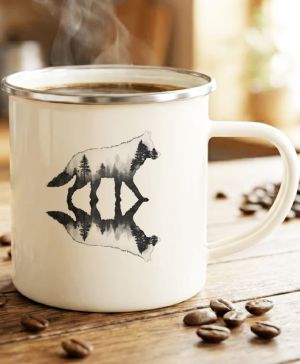 Vlk, lesní odraz, černý potisk