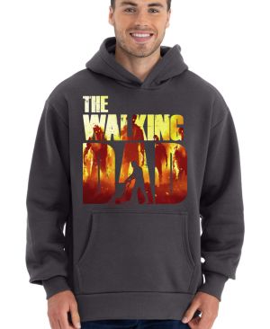 Walking DAD, plameny a zombie v pozadí