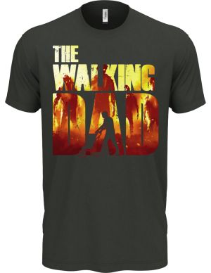 Walking DAD, plameny a zombie v pozadí