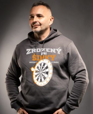 Zrozený pro šipky, nucený k práci. Bílý a oranžový tisk