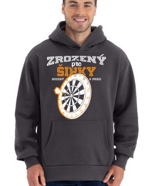 Zrozený pro šipky, nucený k práci. Bílý a oranžový tisk